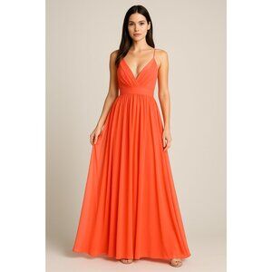NWT Meghan LA Enchanted Garden Maxi Dress Flame Orange